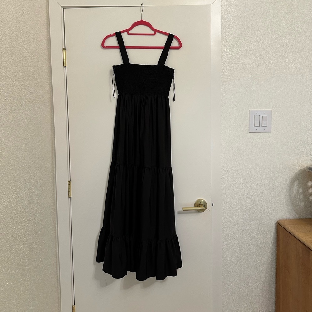 Two Zara Smocked Top Maxi Summer Dresses — Black and White